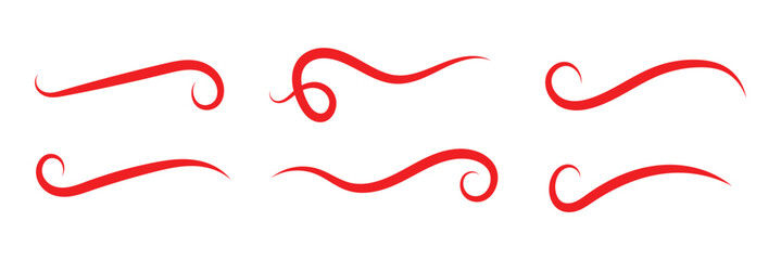 Swoosh. Decoration swish symbols, retro underline swooshes tails and athletic typography text underlining vector set in eps 10.