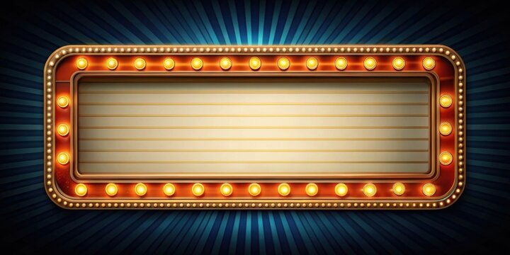 Vintage movie marquee with glowing lights and retro font , retro, classic, cinema, theater, old-fashioned, neon lights