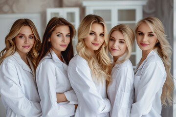 Fototapeta premium Photography of aesthetic of Lithuania team therapists in beauty center. 