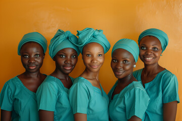 Photography of aesthetic of Senegal team therapists in beauty center.	
