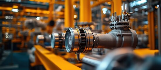 Fototapeta premium Industrial Machinery and Piping in a Factory Setting