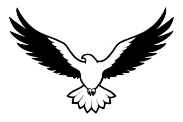 eagle silhouette of a flying bird icon style white background