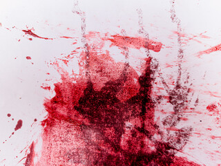 bloody walls. scary criminal concept, dried blood splashes on white cement walls. Crime, murder, Blood splatter, horror wall, scary bloody wall