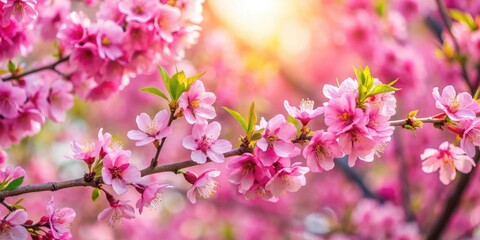 Obraz premium Perfume flower tree closeup with vibrant pink blossoms, Fagraea ceilanica, tropical plant, exotic flower, botanical