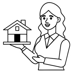 woman-architect-holds-model-of-house-demonstrating 