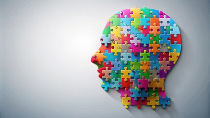 Colorful puzzle pieces forming a human head , puzzle, pieces, colorful, human, head, brainstorm, creativity