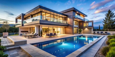 Luxury modern mansion with pool and scenic views in North America, luxury, house, mansion, North America, architecture