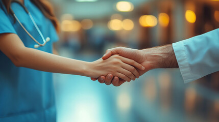 compassionate nurse extends support by holding a patient's hand, symbolizing care, empathy, and healing. This intimate gesture reflects the bond between caregiver and patient in a healthcare setting