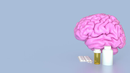 The Brain and  medicine  for medical and sci concept 3d rendering.