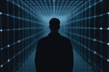 Digital Network with Glowing Nodes and Connections