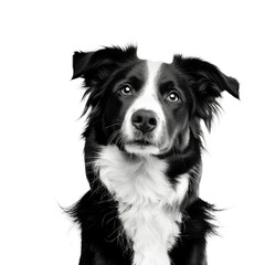 Fototapeta premium Black and White Dog Standing on White Background for Stock Images