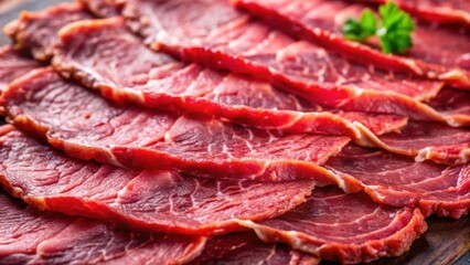 Close up of a raw beef escalope, thinly sliced fresh red meat steak, raw, beef, escalope, fresh, red meat, steak