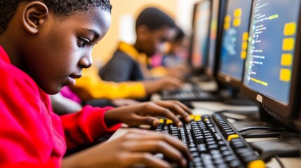 Young Boy Learning to Code.