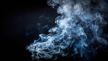 Dark background with a wispy tower of smoke on the left side , smoke, tower, wispy, dark, background, abstract