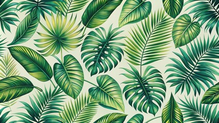 Tropical palm leaves pattern wallpaper for a nature-themed background, palm leaves, tropical, wallpaper, green, foliage