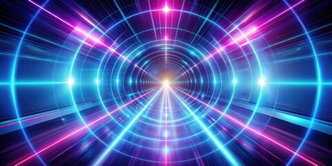 Fototapeta premium Blue and purple laser light tunnel background, alpha matte, blue, purple, laser, light, tunnel, background, futuristic