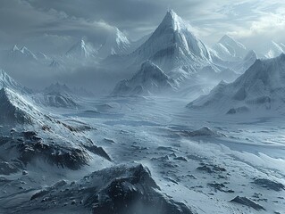 Majestic Snowy Mountain Range Landscape