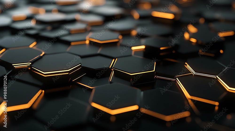 Poster abstract hexagon pattern with glowing edges