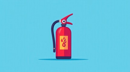 Obraz premium Minimalist Flat Vector Fire Extinguisher Icon with Emphasized Shape and Function on Clear Background