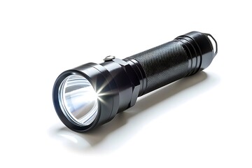 LED flashlight isolated on white background with clipping path. Close up.