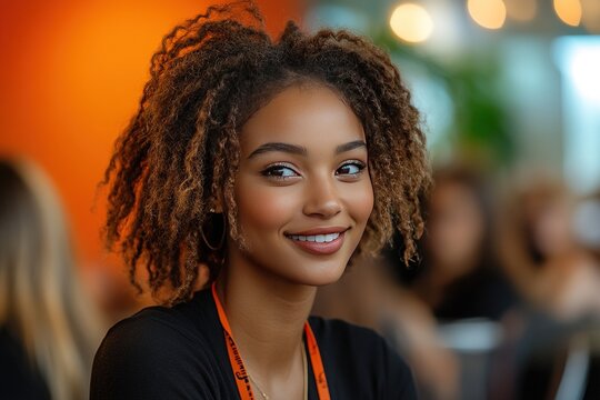 Diverse group of women joyfully engaging in a lively conversation at a vibrant café setting
