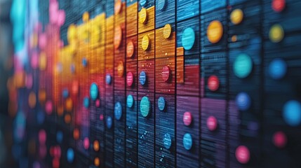 Fototapeta premium Colorful Data Visualization with Bright Circles and Bars
