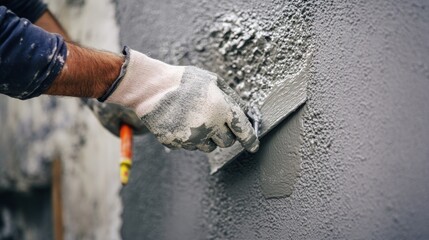 Plastering Wall with Trowel