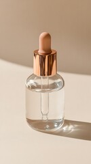 Naklejka premium Dropper Bottle with a Beige Background.
