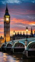 Fototapeta premium sunset london uk westminster bridge person city sunset british sky man english parliament britain lifestyle famous crowd ben europa road city landscape capital exterior clock tour tourism kingdom