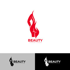 icon of woman with good body, beauty logo, red color