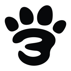 number 3 paw pet logo template