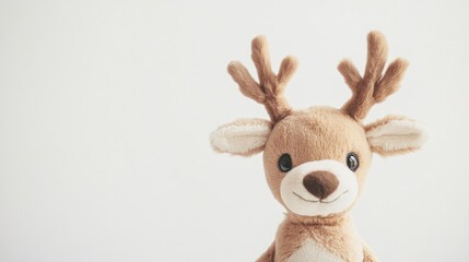 A cute plush reindeer with antlers, designed for children or as a decorative item.