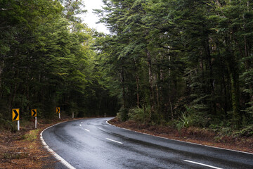 View of the scenic highway towards Turoa - the Ohakune Mountain Road