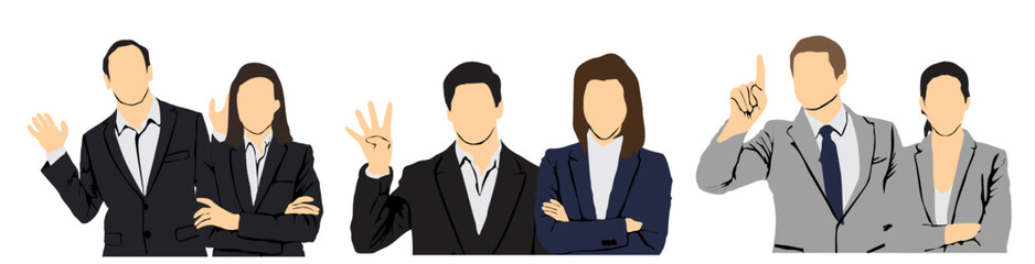 business pair people profile half isolated