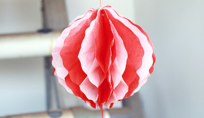 Red and white lanterns. Decorations for the celebration of Indonesian independence.       