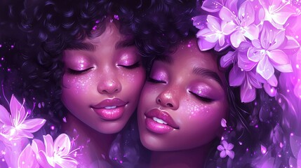 Obraz premium Emotional Anime Style Close-Up with Floral Elements