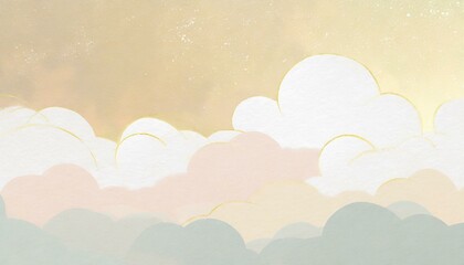 Fototapeta premium 優しい色合いの雲の背景イラスト
