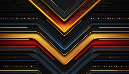 Obraz premium Abstract Geometric Design with Black, Gold, Red, and Blue Elements