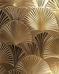 Luxurious Art Deco Wallpaper with Gold and Bronze Angular Designs, Embossed Metallic Surfaces, and Light-reflecting Details