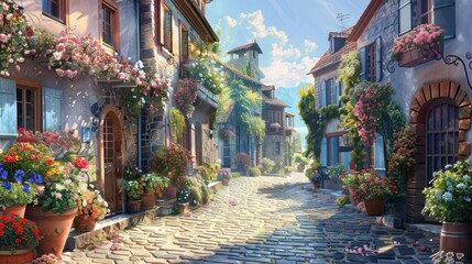 Fototapeta premium Charming European Village Street