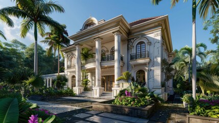 Obraz premium Luxury Mansion in Tropical Paradise
