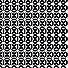 Geometric floral set of seamless patterns. Black and white vector backgrounds.