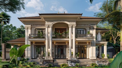 Fototapeta premium Elegant Mansion with Classic Architecture