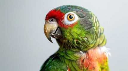 Obraz premium Close-up Portrait of a Green Parrot