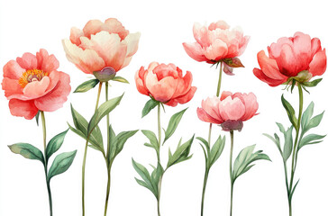 Fototapeta premium A Series of Peony Flowers in Various Bloom Stages for a Stunning and Graceful Floral Arrangement