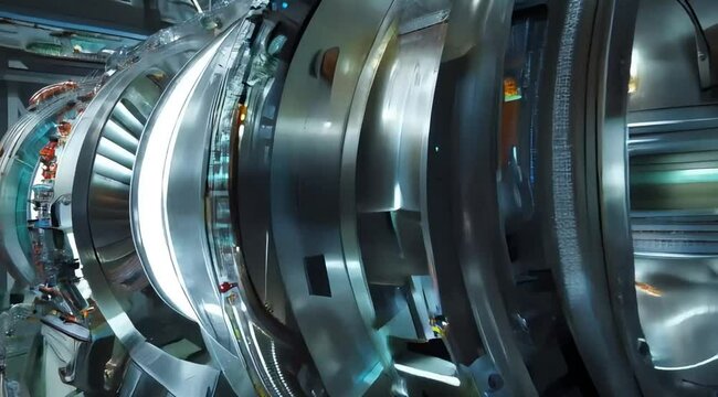 A fusion reactor prototype, cutting-edge energy concept, scientists at work
