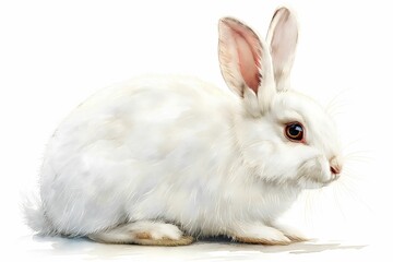 Cute Rabbit Illustration in Watercolor Style, Isolated on White Background