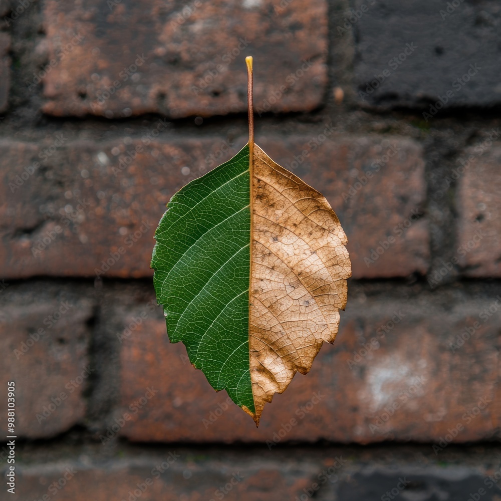 Wall mural Autumn leaf with contrasting colors