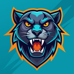 an angry panther with a colorful head vector design with a colorful background 