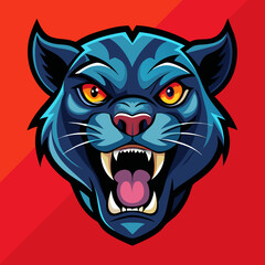 an angry panther with a colorful head vector design with a colorful background 